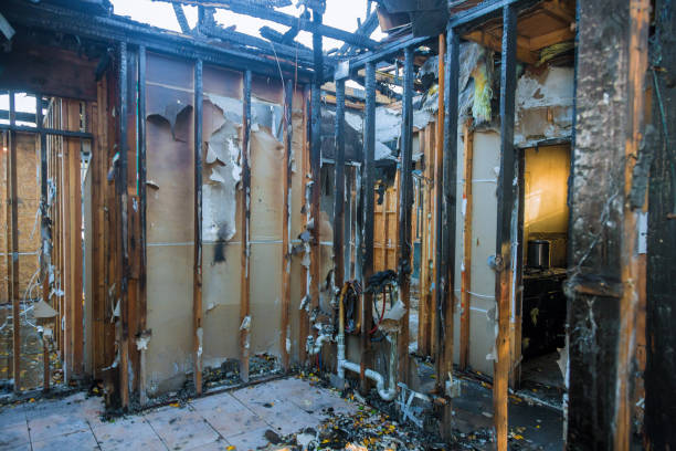 Professional Fire Damage Restoration technician working in Towson, MD